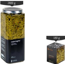 Asparagini conservati in olio extra vergine di Oliva.